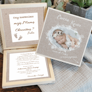 Skrzyneczka na Chrzest - prośba do Chrzestnej / Chrzestnego